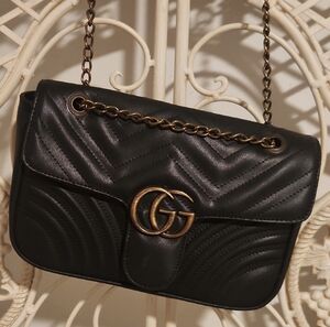 Black Quilted Leather Shoulder Bag